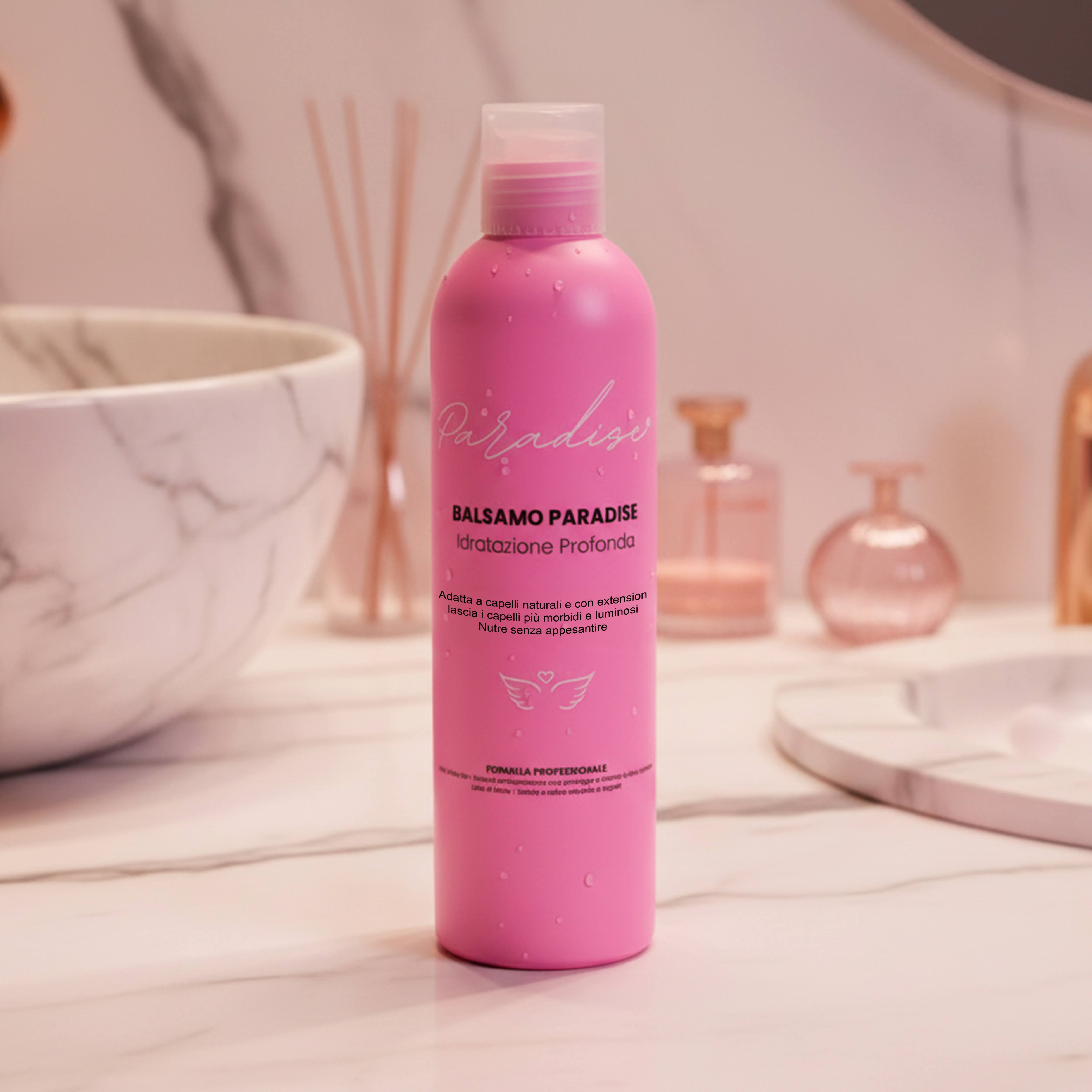 Balsamo delicato Paradise per la cura delle extension capelli, ideale per mantenimento, idratazione e protezione della struttura del capello.