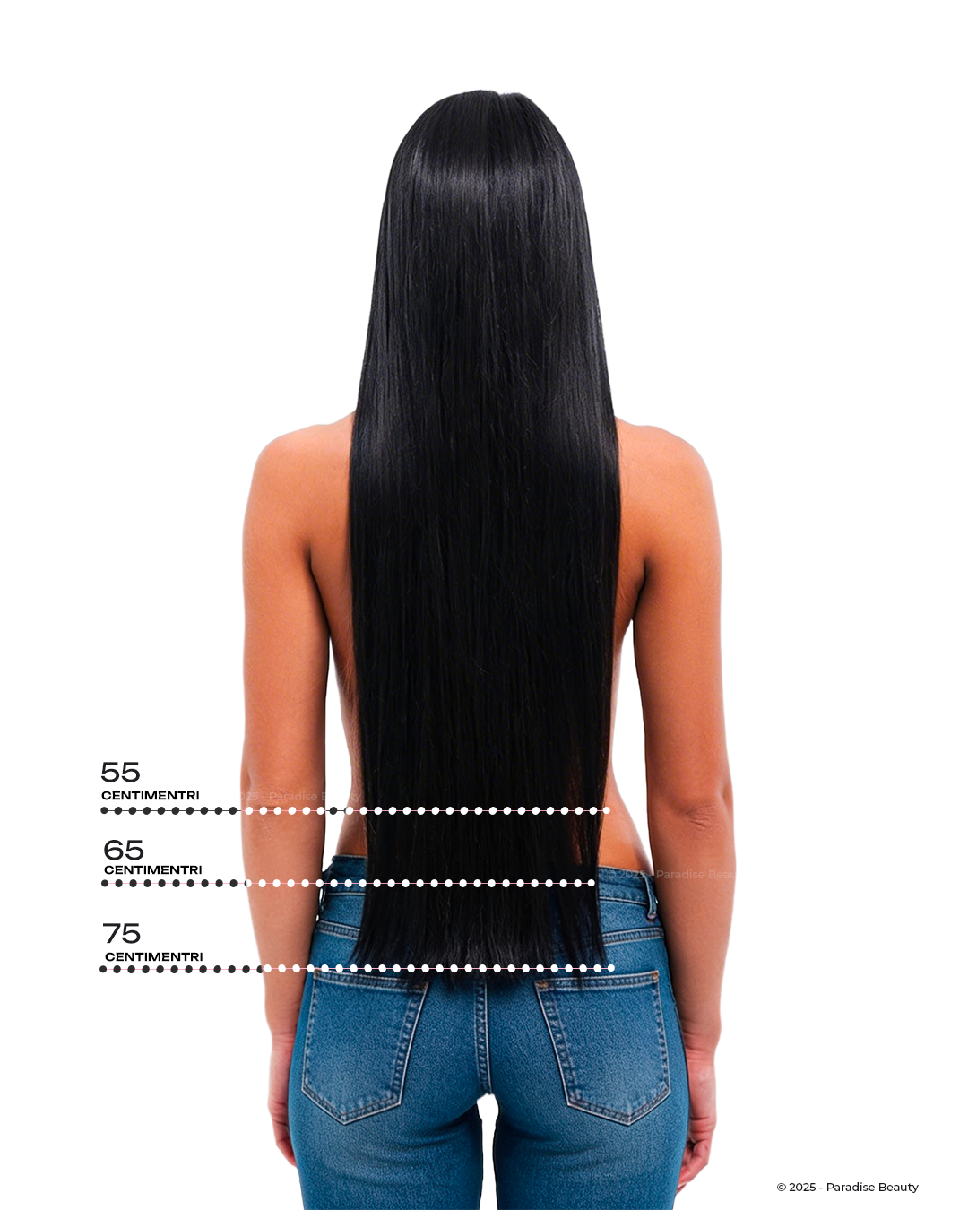 Applicazione extension tessitura Paradise colore castano scuro, capelli lunghi e voluminosi con effetto naturale, extension professionali per infoltimento e allungamento capelli.