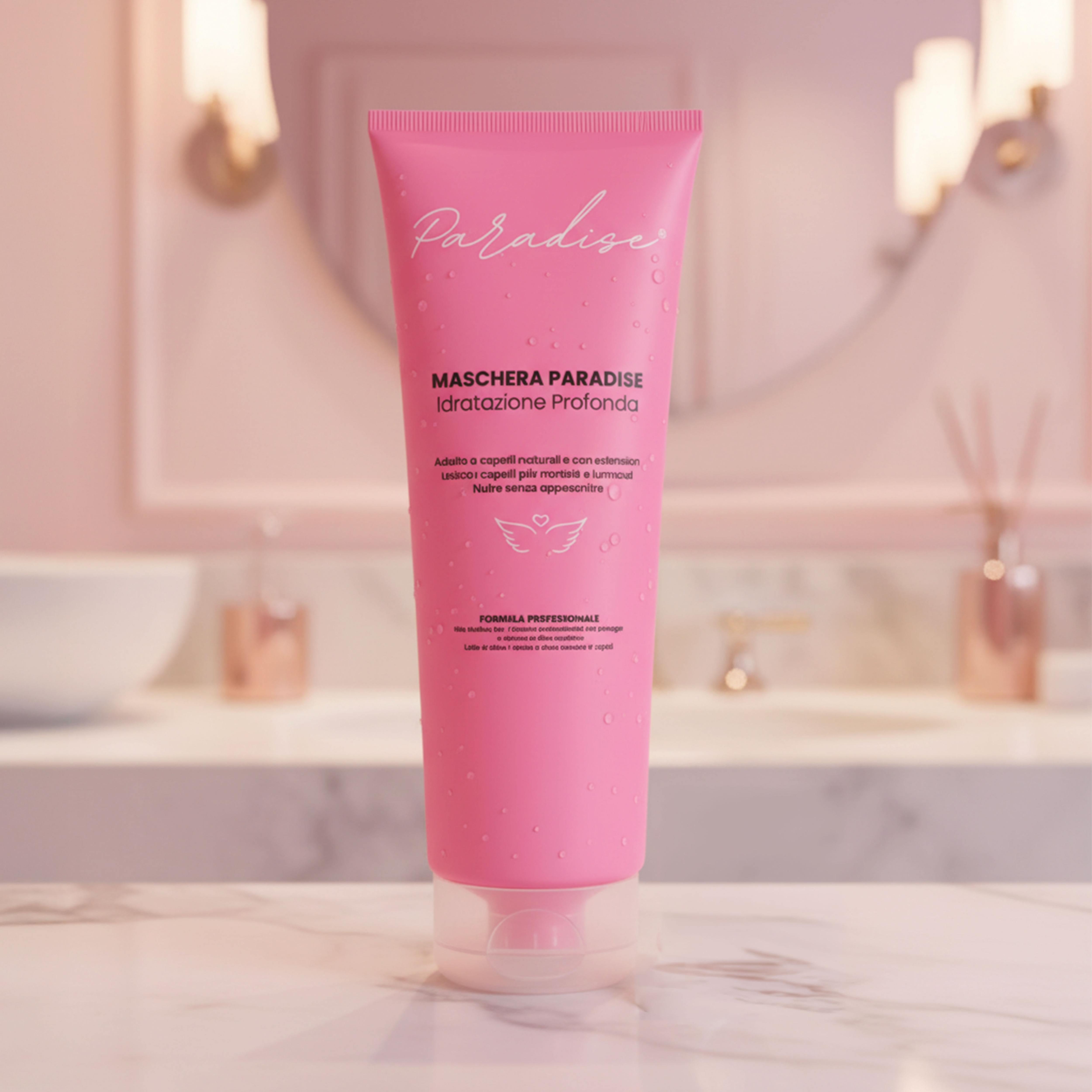 Maschera professionale Paradise Beauty Milano per extension capelli veri, trattamento intensivo per prolungare la durata e mantenere le extension morbide e luminose.