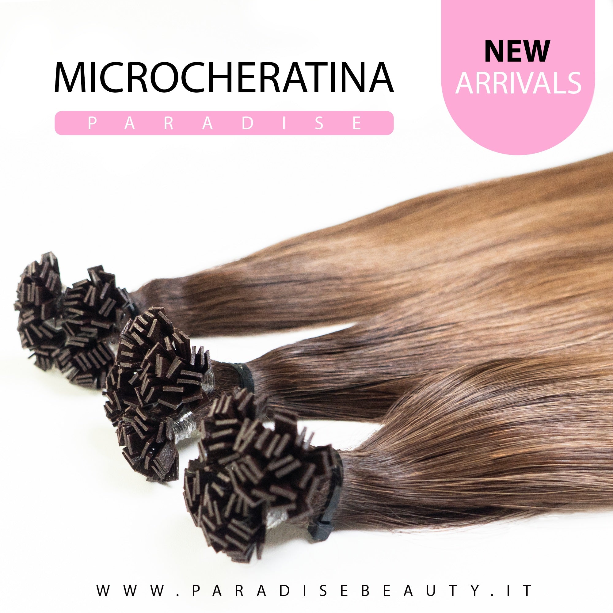 Extension microcheratina 8 Castano Nocciola Paradise Beauty in capelli veri per un effetto naturale, caldo e luminoso.