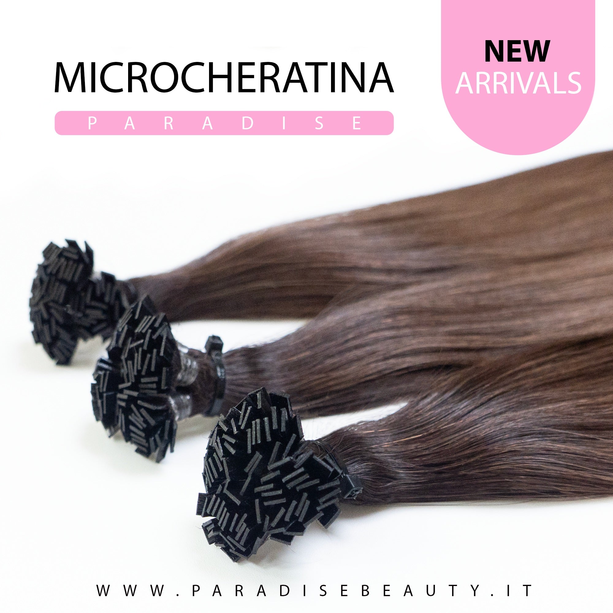 Extension microcheratina 9 Castano Cioccolato Paradise Beauty in capelli veri per un effetto naturale, caldo e luminoso.