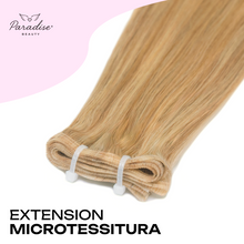 Extension Paradise a microtessitura colore biondo e miele, fascia sottile e invisibile in capelli veri, ideale per vendita extension capelli veri Milano e applicazione naturale con metodo professionale in salone.