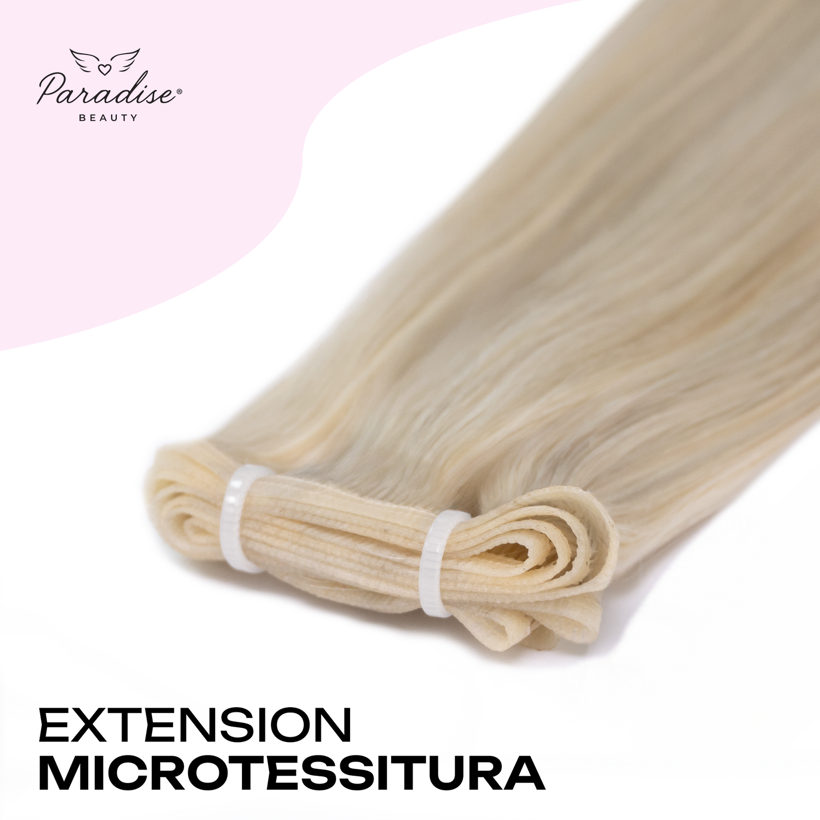Extension Paradise a microtessitura colore biondo freddo, fascia sottile e invisibile in capelli veri, ideale per vendita extension capelli veri Milano e applicazione naturale con metodo professionale in salone.