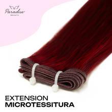 Extension Paradise a microtessitura colore mogano, fascia sottile e invisibile in capelli veri, ideale per vendita extension capelli veri Milano e applicazione naturale con metodo professionale in salone.