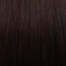 Texture ravvicinata extension a microtessitura Paradise colore castano fondente, extension capelli veri 100% disponibili per vendita online e applicazione professionale in salone a Milano Duomo e Corso Buenos Aires, effetto naturale, volume e lunghezza perfetta.