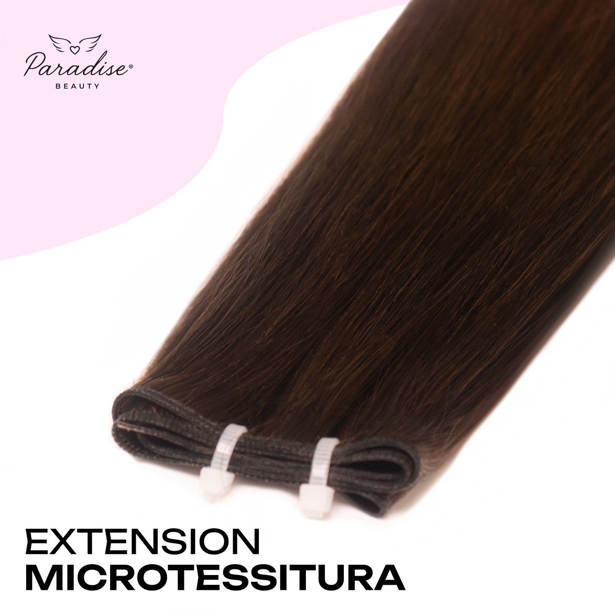 Extension Paradise a microtessitura colore castano chiaro, fascia sottile e invisibile in capelli veri, ideale per vendita extension capelli veri Milano e applicazione naturale con metodo professionale in salone.