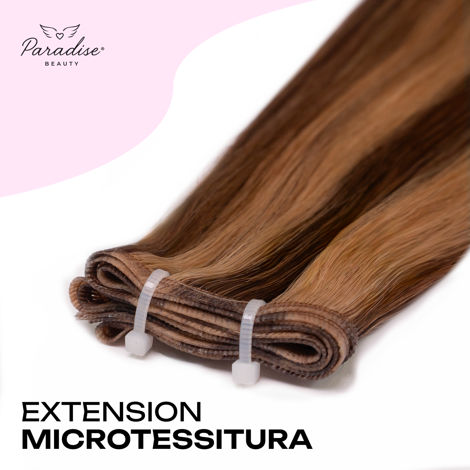 Extension Paradise a microtessitura colore castano e miele, fascia sottile e invisibile in capelli veri, ideale per vendita extension capelli veri Milano e applicazione naturale con metodo professionale in salone.