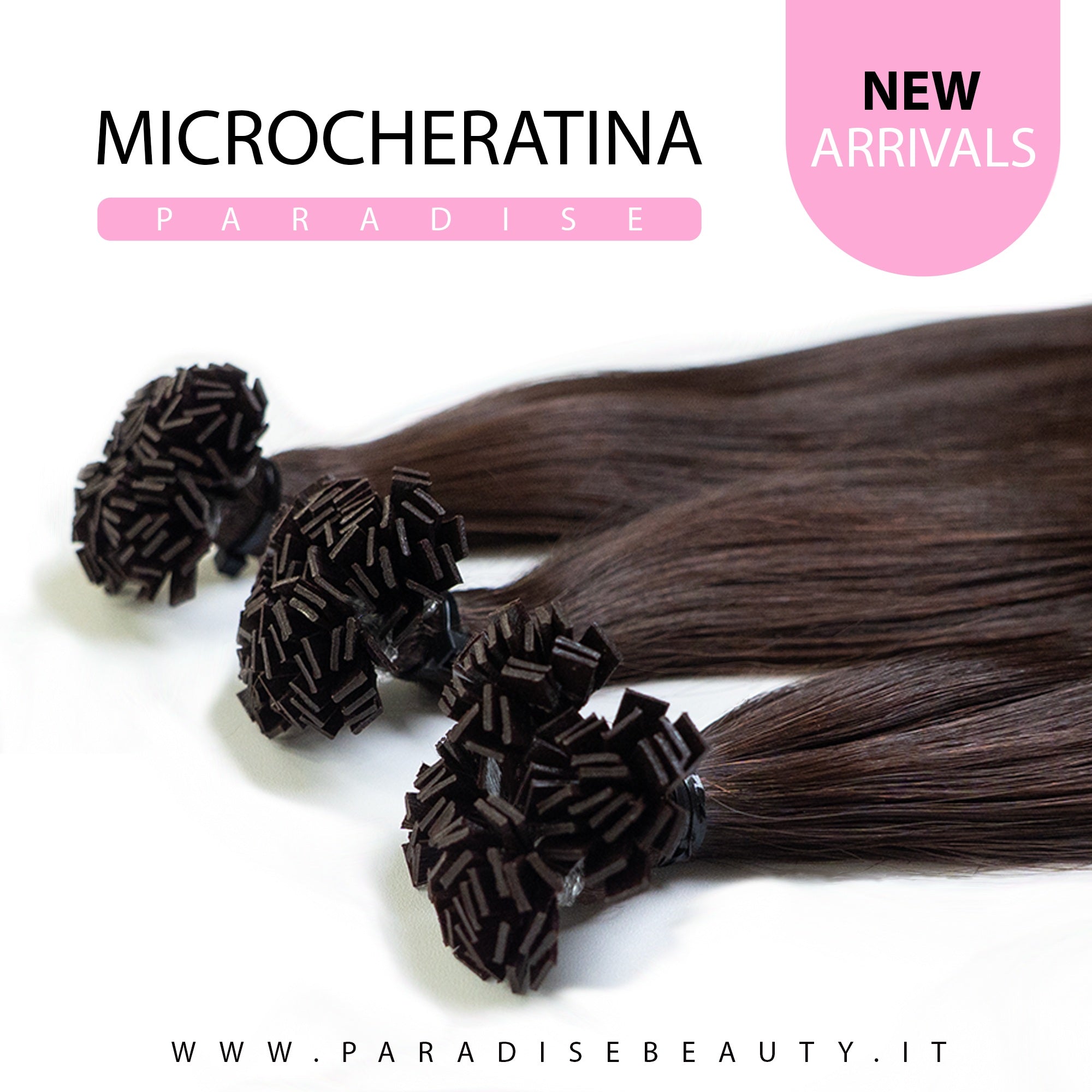 Extension microcheratina castano nutella Paradise Beauty in capelli veri per un effetto naturale, caldo e luminoso.