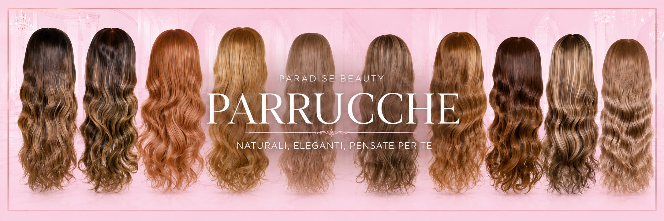 Parrucche Paradise Beauty in capelli veri con diverse tonalità, pensate per un look naturale, elegante e luminoso.