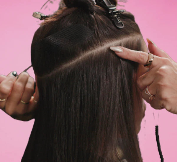 Sezione dei capelli per applicazione extension eseguita a Milano da Paradise Beauty per garantire integrazione naturale e distribuzione uniforme